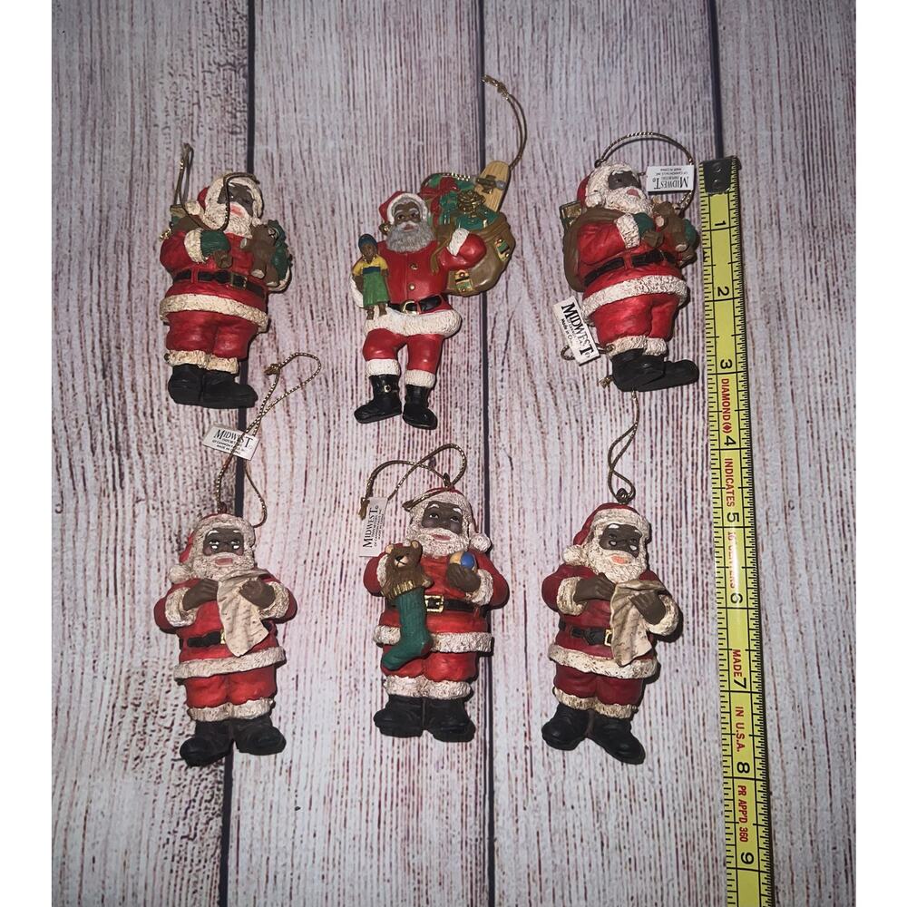 6x Midwest Importers of Cannon Falls Black Santa Good Boys & Girls List Ornament - Picture 5 of 6